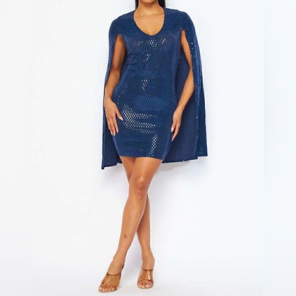 Blue Cape Dress - Picture 2 of 5